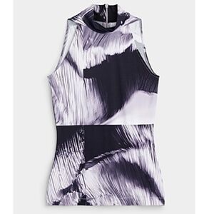 NWT Paul Smith DIGITAL  PRINT MOCK NECK SLEEVELESS TOP PURPLE -M